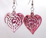 Dark Pink Celtic Devoted Heart  Earrings 