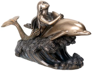 Art Nouveau Mermaid Riding Dolphin