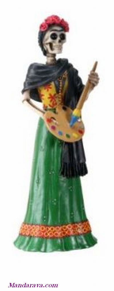 Day Of The Dead Frida Painting Skeleton Statue