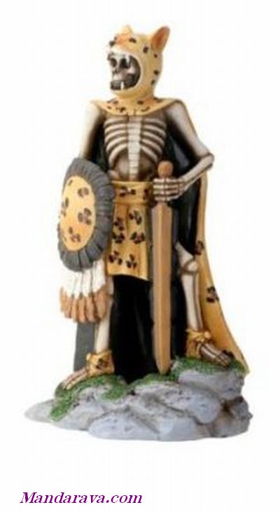 Day Of The Dead Jaguar Warrior Skeleton Statue