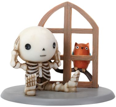 Lucky Hears A Hoot Boy Skeleton Statue