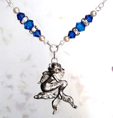 Mediterranean Blue Mythical Mermaid Necklace