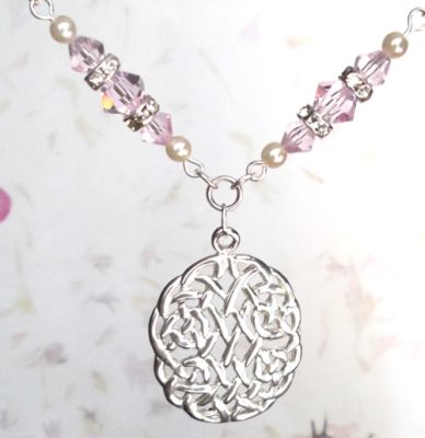 Pink Sapphire Eternal Life Celtic Necklace