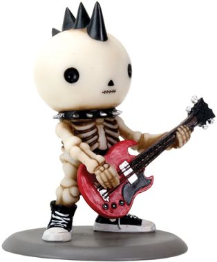 Rockstar Lucky On Bass Boy Skeleton Statue
