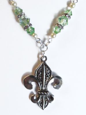 Sea Green Fleur De Lis Necklace