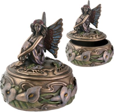 Art Nouveau Calla Lily Fairy Jewelry Box