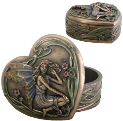Art Nouveau - Art Deco Fairy Heart Jewelry Box