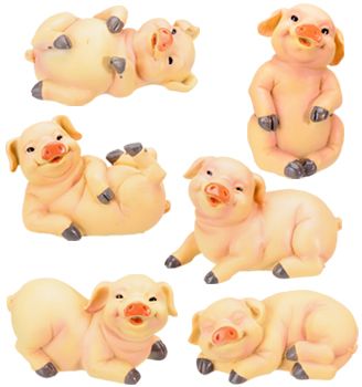 Baby Pig Statues (Set of 6)