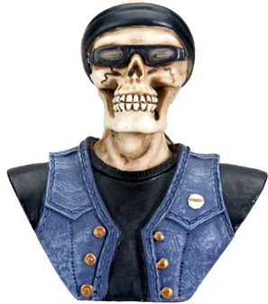 Biker Skull Bust Figurine