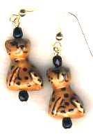 Egyptian Hand-formed Glass Leopard Earrings