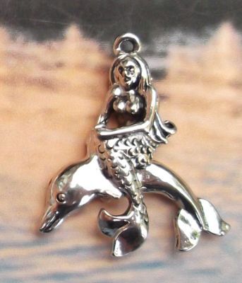 Mermaid On A Dolphin Pendant