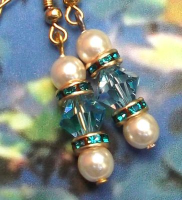 Aquamarine And Pearl Wedding Earrings