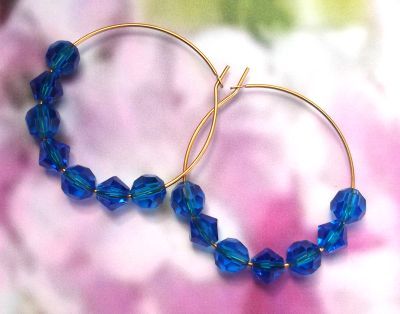 Mediterranean Blue Crystal Hoop Earrings