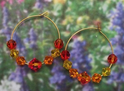 Orange Padparadcha Crystal Hoop Earrings