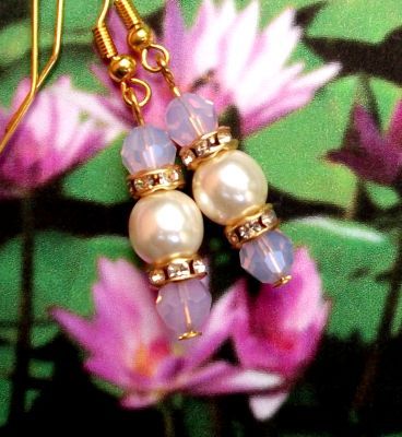 Pink Opal And Pearl Wedding Earrings