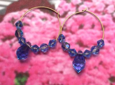 Sapphire Blue Crystal Hoop Earrings