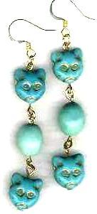 Turquoise Double Kitty Earrings