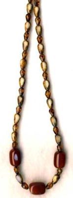 Carnelian Stone & Picasso Glass Bead Necklace
