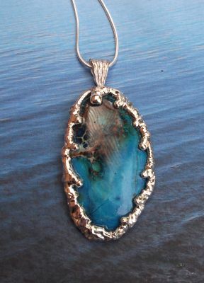 Spectacular Blue Chrysocholla Pendant Necklace