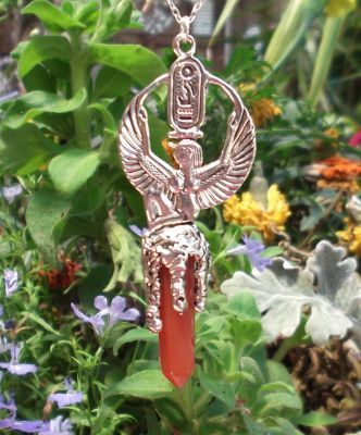 Kneeling Isis Pendant With Crystal Point