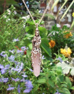 Kuan Yin with Gem Crystal Pendant