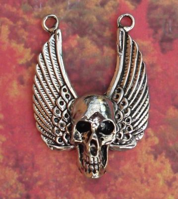 Large Winged Skull Jewelry Pendant