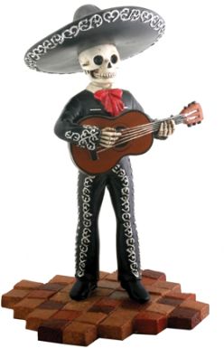 Mariachi Band Skeleton Guitar Player - Black - B