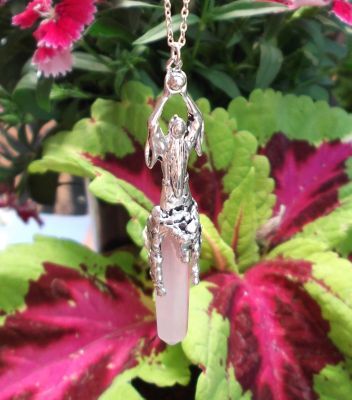 Moon Goddess Pendant With Crystal Point