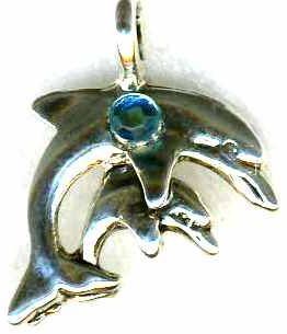 Mother And Baby Dolphin Necklace With Crystal