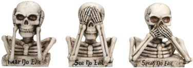 No Evil Skulls Figurine Statues (Set Of 3)