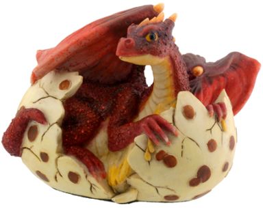 Red Dragon Hatching Figurine Statue