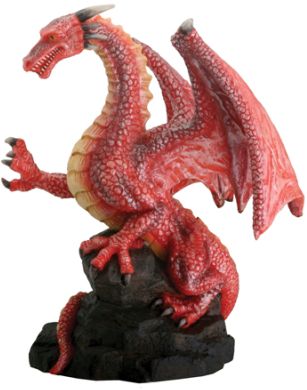 Red Dragon On Rock Statue