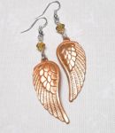 Iced Peach Angel Wing Earrings with Swarovski Crystals