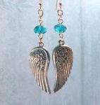 Aqua Small Angel Wing Earrings with Swarovski Crystals