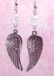 Frosted Plum Small Angel Wing Earrings with Swarovski Crystals