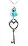 Aquamarine Heart Key Necklace