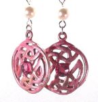 Dark Pink Celtic Happiness Earrings 