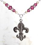 Rubellite Tourmaline Fleur De Lis Necklace