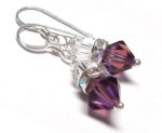 Sterling Silver Swarovski Crystal  Earrings - Amethyst