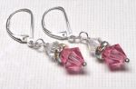 Sterling Silver Swarovski Crystal Earrings  - Rose