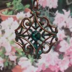 Copper Patina And Crystal Vintage Necklace
