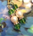 Peridot And Pearl Wedding Earrings