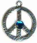 Medium Hammered Peace Sign Necklace With Crystal